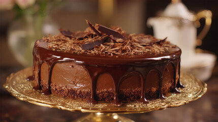 A stunning chocolate cake with rich ganache, perfect for any celebration.