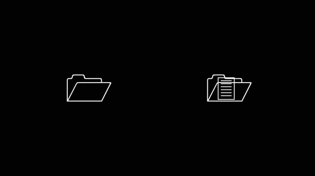 File transfer between two folders animation. Animated icon of data transfer or Document folders exchanging data in Chinese style.