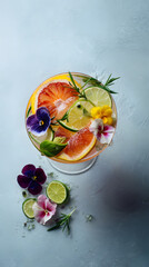 Flat Lay Cocktail Setup with Garnishes