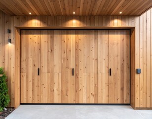 Modern wooden garage door