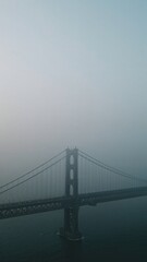 Fototapeta premium Bridge fades into haze above river on early commute