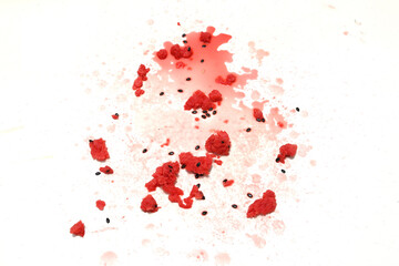Close-up of a broken watermelon isolated on a white background