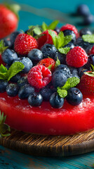 Refreshing Watermelon Pizza with Berries and Mint