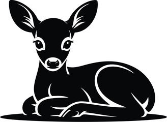 Black fawn resting peacefully deer animal
