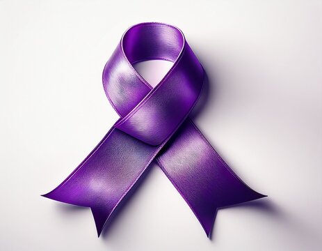 purple ribbon isolated on white background purple day epilepsy awareness sign - Powered by Adobe
