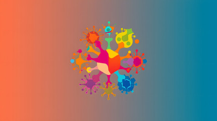 Colorful drawing of disease virus bacteria covid background wallpaper