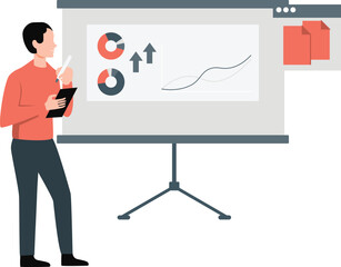 The boy is drawing graphs on board