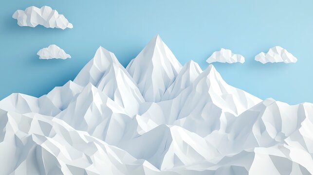 3D paper mountain landscape
