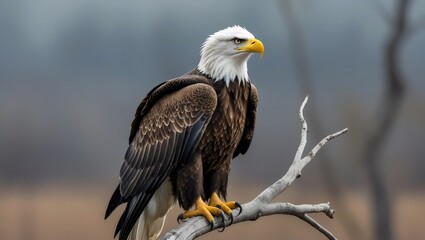  Majestic Bald Eagle Perched on Branch in Wild Habitat