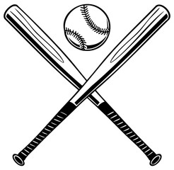 Crossed baseball bats and baseball icon 