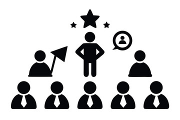 people teamwork line - icon set.Business team working together symbol.