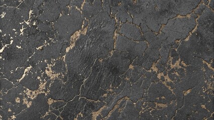 Cracked Dark Gray Marble Texture with Luxurious Gold Accent Design