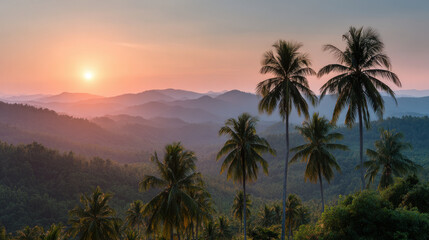 breathtaking sunset in tropical jungles of thailand where vibrant colors paint sky