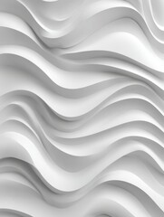 Abstract 3D white wave texture with smooth layered curves and fluid motion, minimalist seamless pattern, modern luxury design