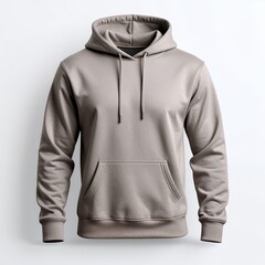Neutral toned hoodie apparel mockup for design presentations and sales, on white background