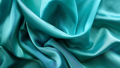 Fototapeta premium teal green background or turquoise blue silk fabric satin wallpaper texture cotton canvas cloth pattern in pale pastel color