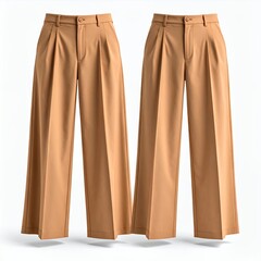 Elegant wide-leg trousers, refined tailoring for fashion design showcases on white background
