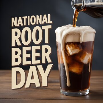 Fun and Colorful Design for National Root Beer Float Day, Featuring a Classic Root Beer Float in a Glass Mug with the A&W Logo
