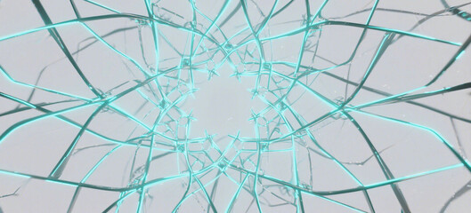 Abstract Fractured Glass Design with Turquoise Lines