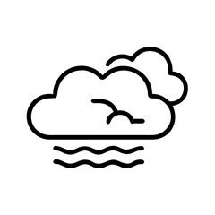 Fototapeta premium Illustration of weather cloud with fog and mist outline icon vector image for weather forecast design use