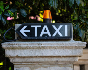Taxi Sign in London, UK