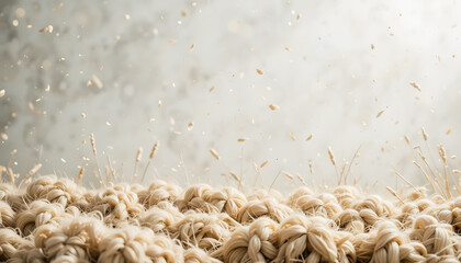 Close-up of a warm, natural wool textile with subtle details, perfect for a cozy background.