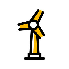 Stylized wind turbine generates power isolated illustration