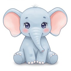 Naklejka premium Cute baby elephant sitting