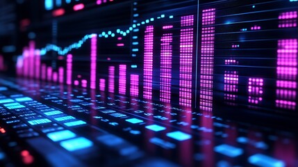 Colorful digital display showing graphs and data.