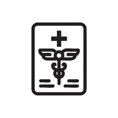 Obraz premium Medical symbol of caduceus with a cross on a document.