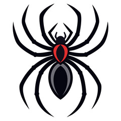 Spider red and black  Silhouette isolated on white background minimalist vector shape icon.