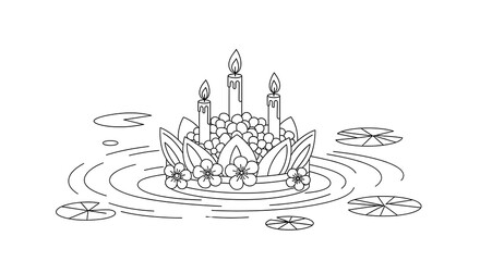 Happy Lohri Celebration: Children Around Bonfire, Line Art, Festive Illustration