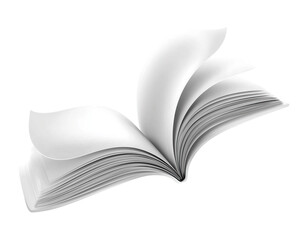 Open book pages flying isolated on png transparent background