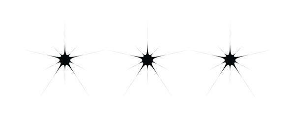 Black starburst shapes with thin radiating lines abstract graphic