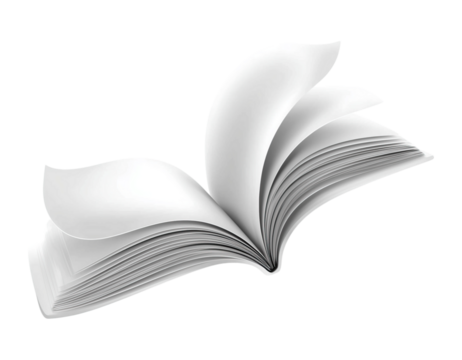 Open book pages flying isolated on png transparent background - Powered by Adobe