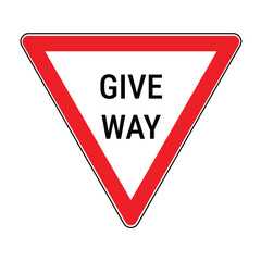 Give Way Sign with Black Text and Red Border White Triangle Road Safety Vector for Australia