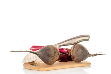 Red fresh beetroot isolated on white background, macro.