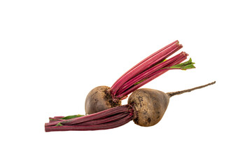 Red fresh beetroot isolated on white background, macro.