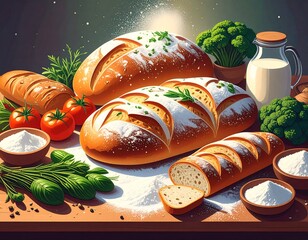 assortment of baked bread