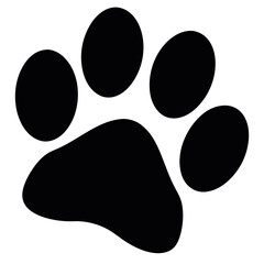 Black paw print silhouette isolated on white background
