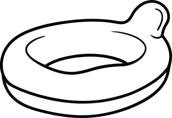 Pool Float Lounge Outline Sketch on White Background