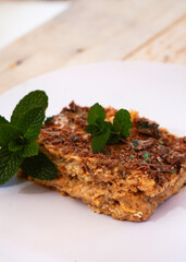 One slice of traditional south African peppermint crisp tart