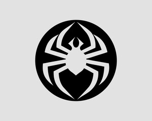 Spider Silhouette tattoo isolated on white background minimalist vector shape icon