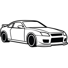 Obraz premium Stylized sport car silhouette with spoiler and custom wheels