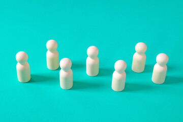 Many wooden human figures, Concept of Human resource.
