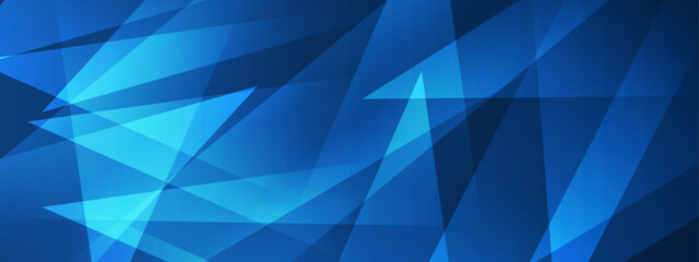 Fototapeta premium Overlapping blue triangles form abstract design suitable for backgrounds, logos, and geometricthemed projects in graphic design and web design.