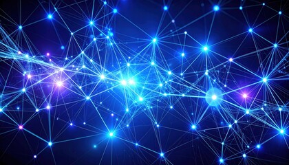 Abstract digital network connections with glowing nodes and lines, representing data flow and technology