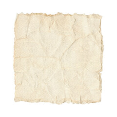A crumpled sheet of parchment paper isolated on white background