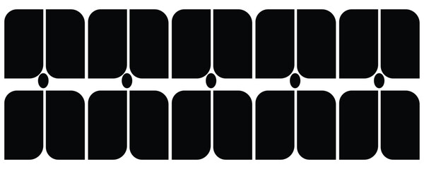 Black abstract shapes with rounded corners and circles white geometric