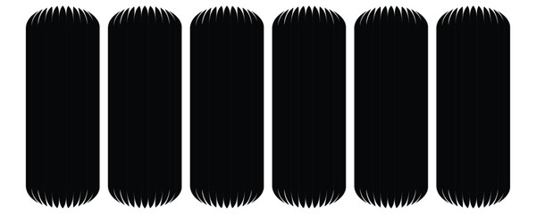 Black rounded rectangles with serrated edges abstract white